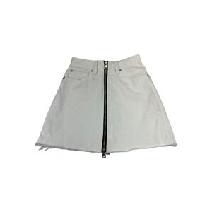 All Saints W Skirt Womens 0 White Denim Micro Mini Zipper Front Raw Edge‎ Rave